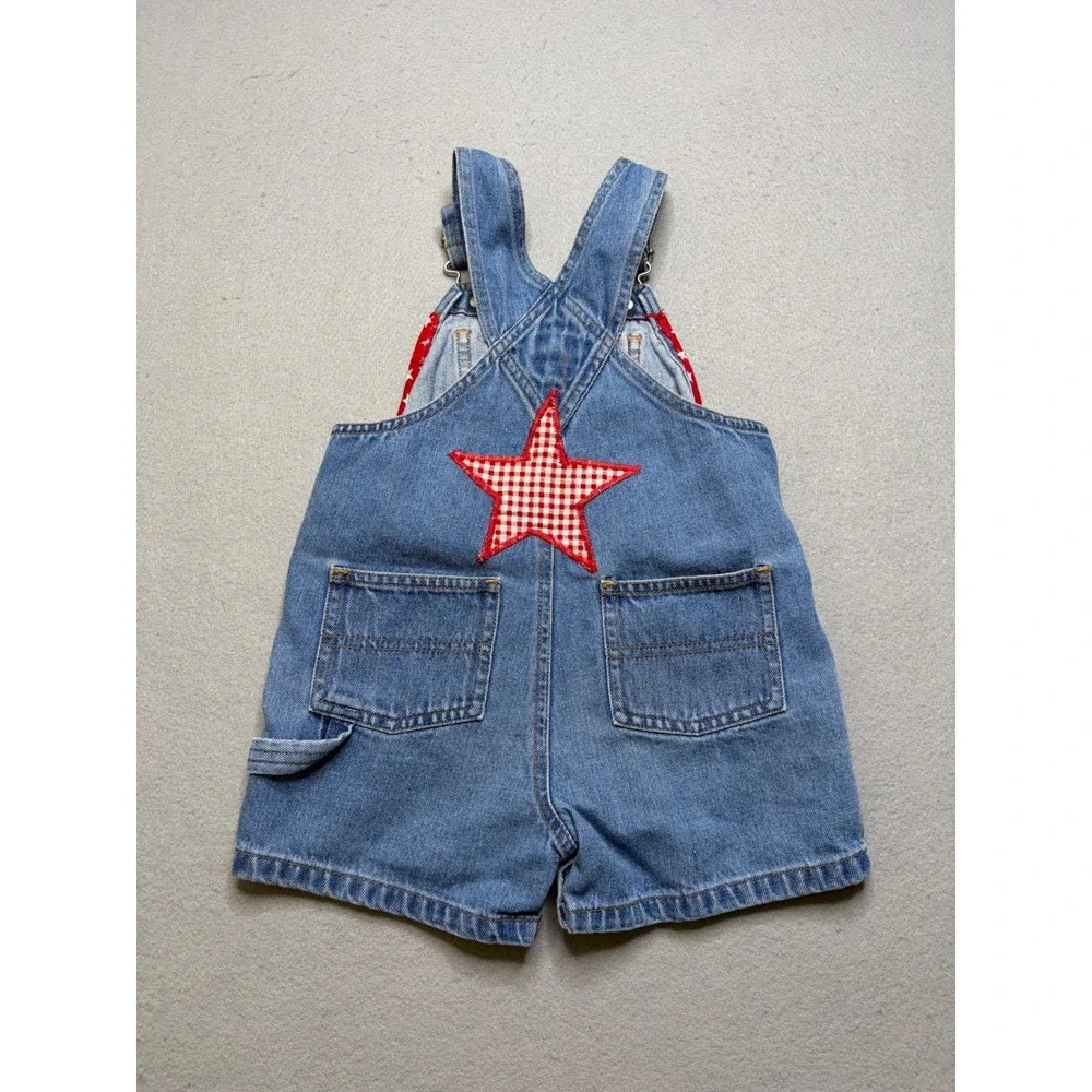 Old‎ Navy Overalls Toddler 2T Blue Mickey Mouse 4th of July Summer Shortalls